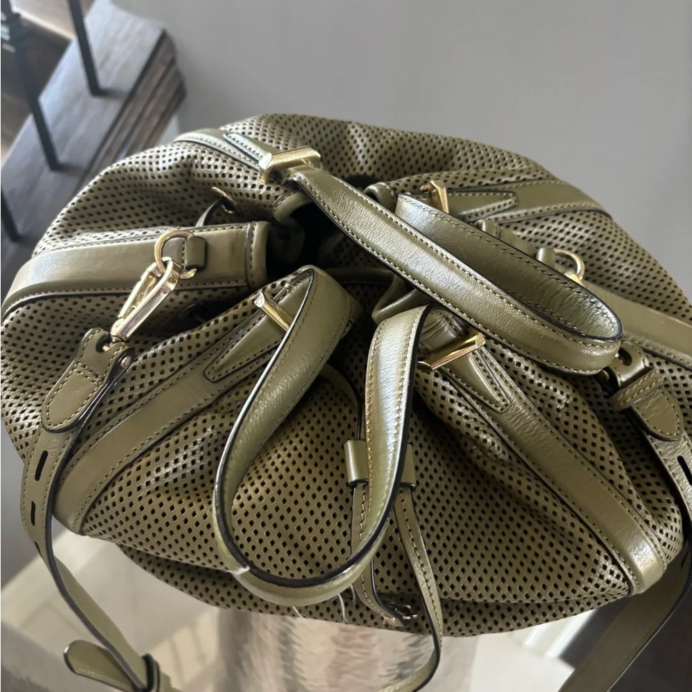 Olive Green Rebecca Mankoff, genuine leather handbag with shoulder strap - Picture 5 of 14